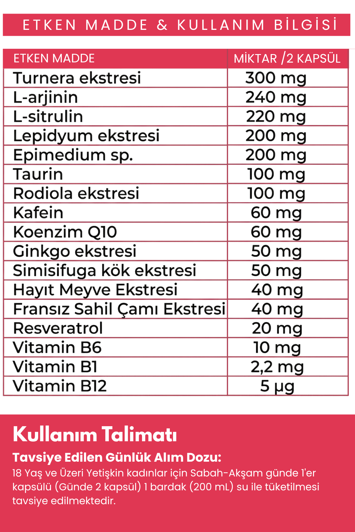 Natilis Women Turnera Ekstresi, L-Arginin, L-Sitrulin & Multivitamin Komplex Formül - 60 Kapsül